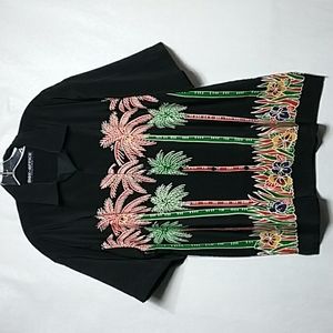 Box office Island men's Hawaiian Aloha Trees T-shirt Size L